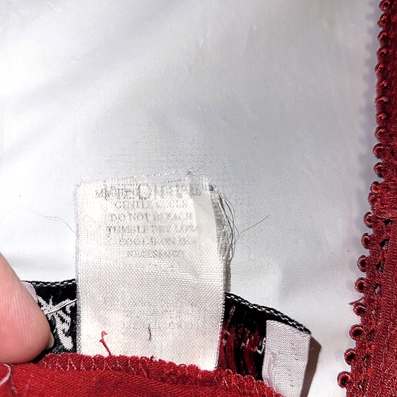 VTG 90s ❤️ Self Esteem ❤️ Red Peasant Blouse w/ Lace Empire Waist & Bell Sleeves - Picture 8 of 14